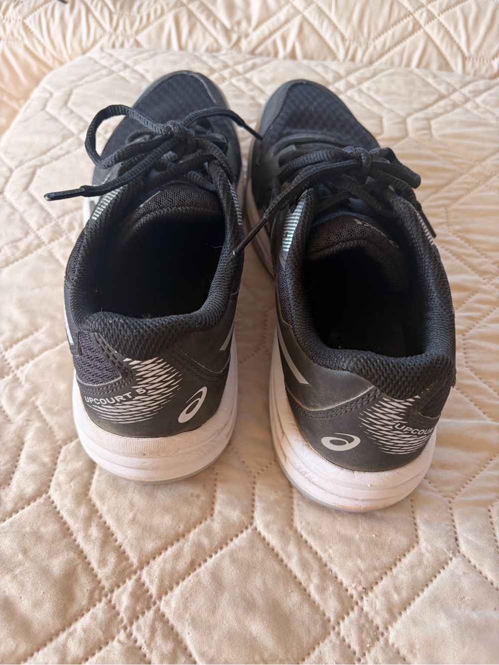 Asics Black and White Upcourt Lace-Up Athletic Shoes